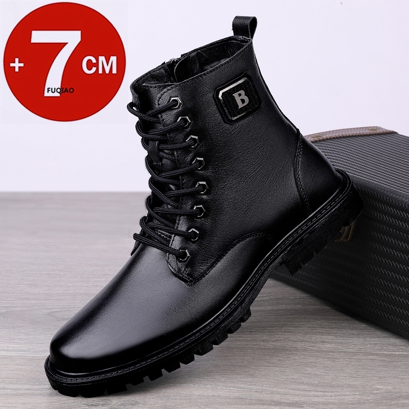 Men'S Shoes With Height Increase - Botas con elevador de cuero genuino