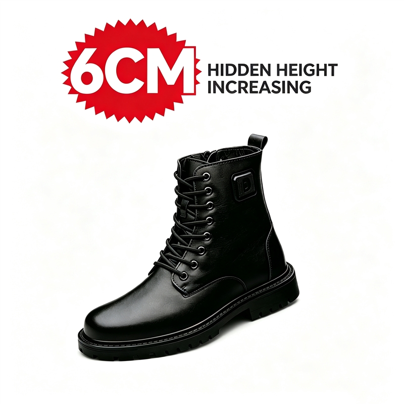 Men'S Shoes With Height Increase - Botas de cuero para hombre con